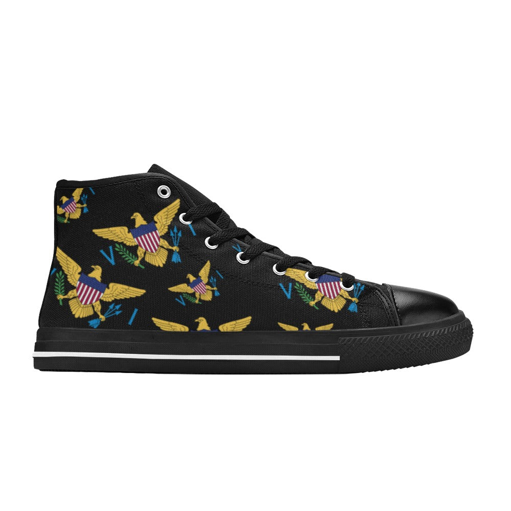 Black Men's High Top Canvas Shoes (Model 017)