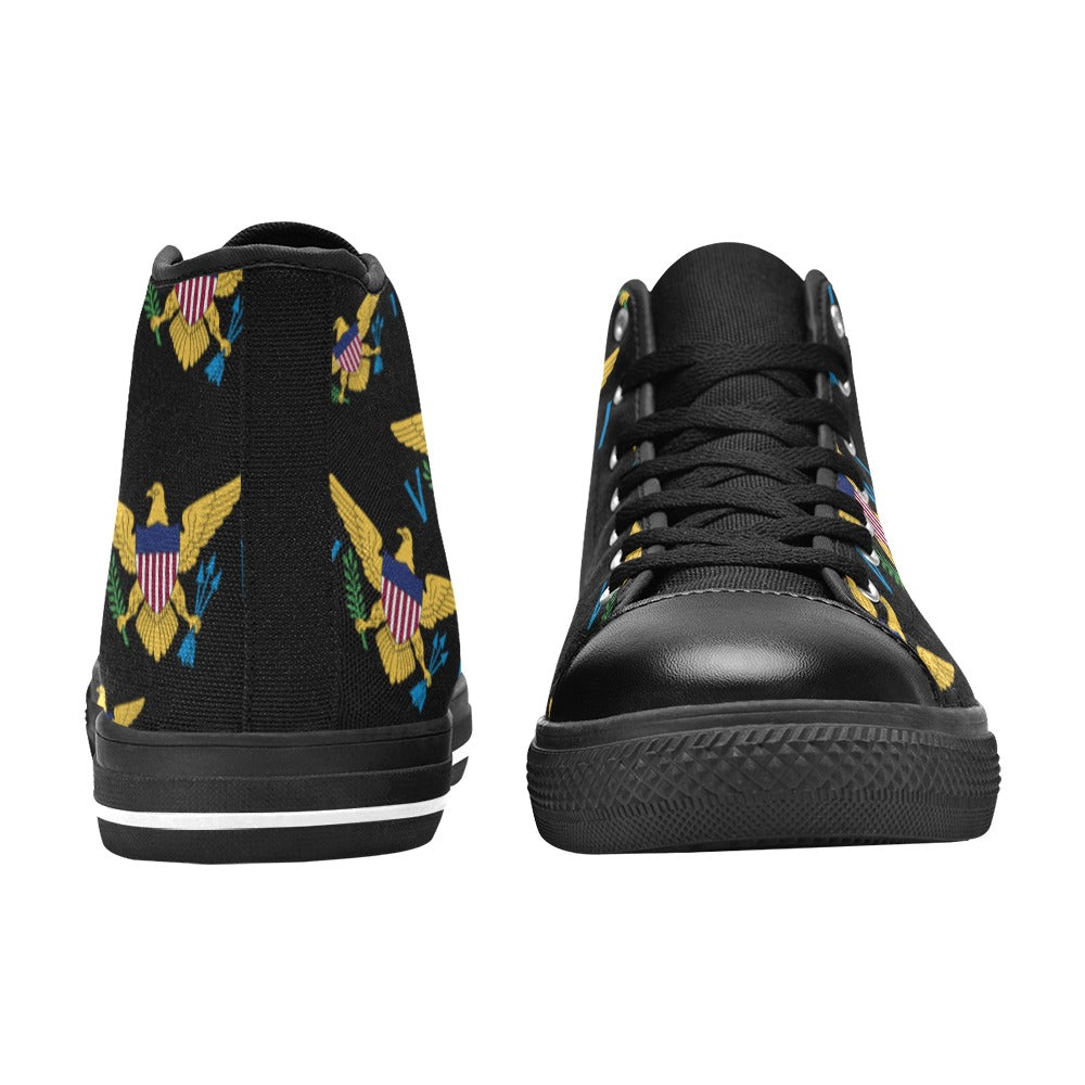 Black Men's High Top Canvas Shoes (Model 017)