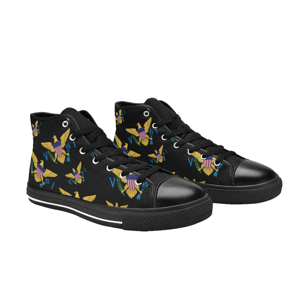 Black Men's High Top Canvas Shoes (Model 017)