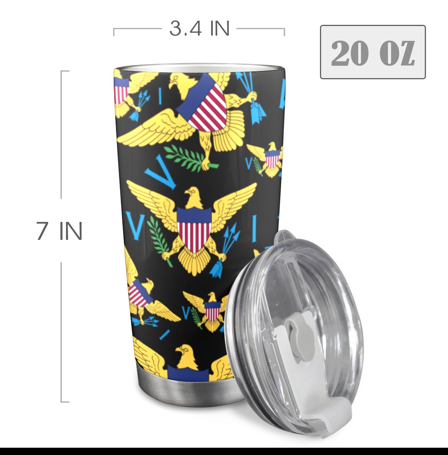 VI Flag Multiple_20o Tumbler with Clear Slide Lid