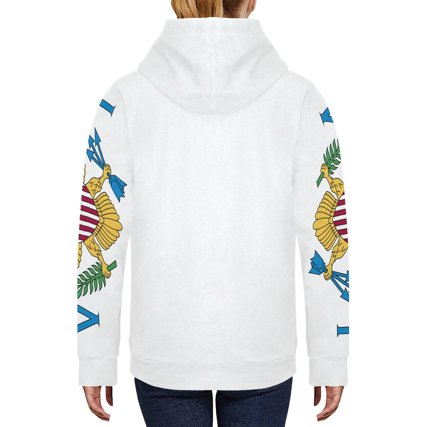 VI Flag Sweatshirt_Sleeves Only Women's Long Sleeve Fleece Hoodie (Model H55)