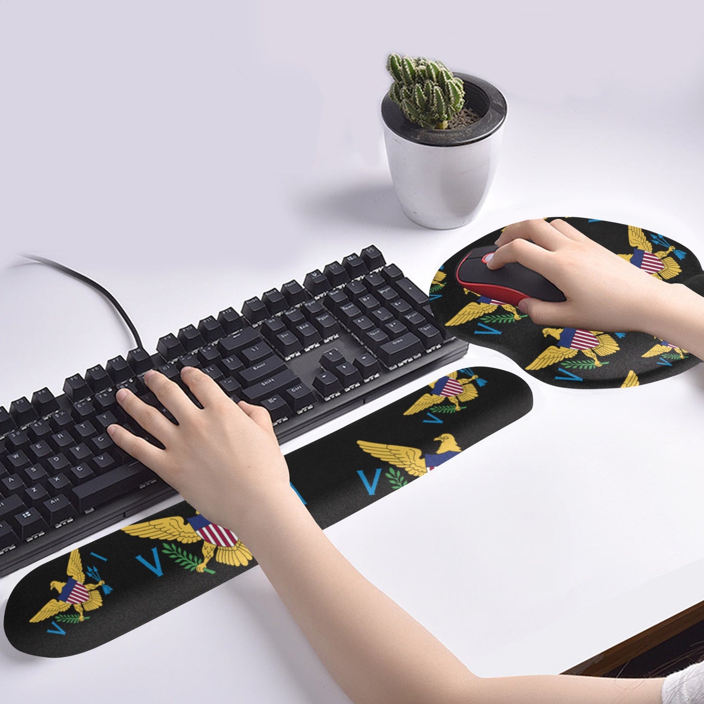 Black Mouse Pad & Wrist Wrest Keyboard Mouse Pad Set with Wrist Rest Support