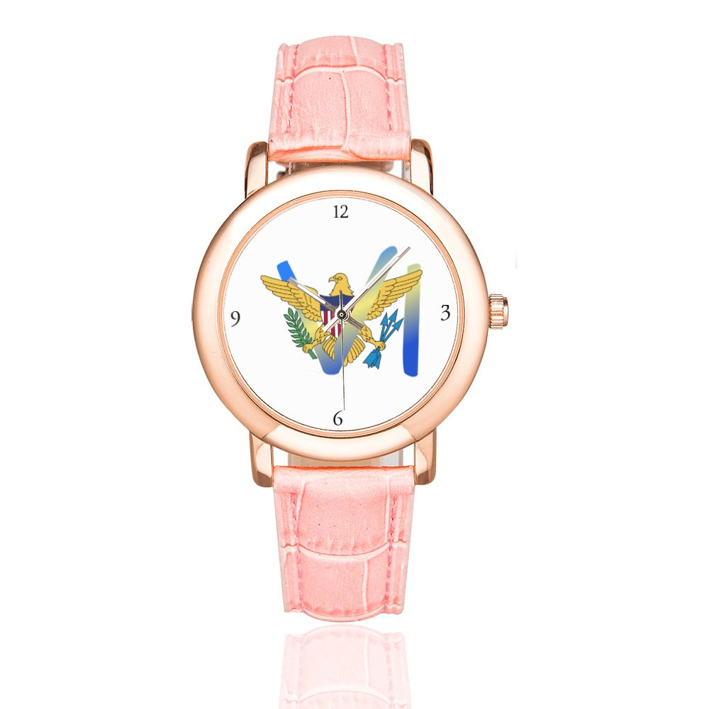 Women's Rose Gold Leather Strap Watch(Model 201)