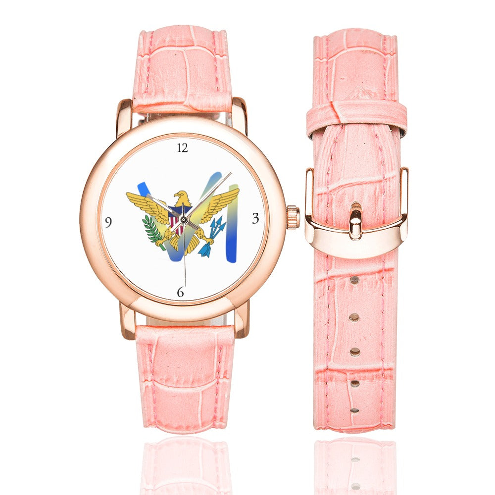 Women's Rose Gold Leather Strap Watch(Model 201)